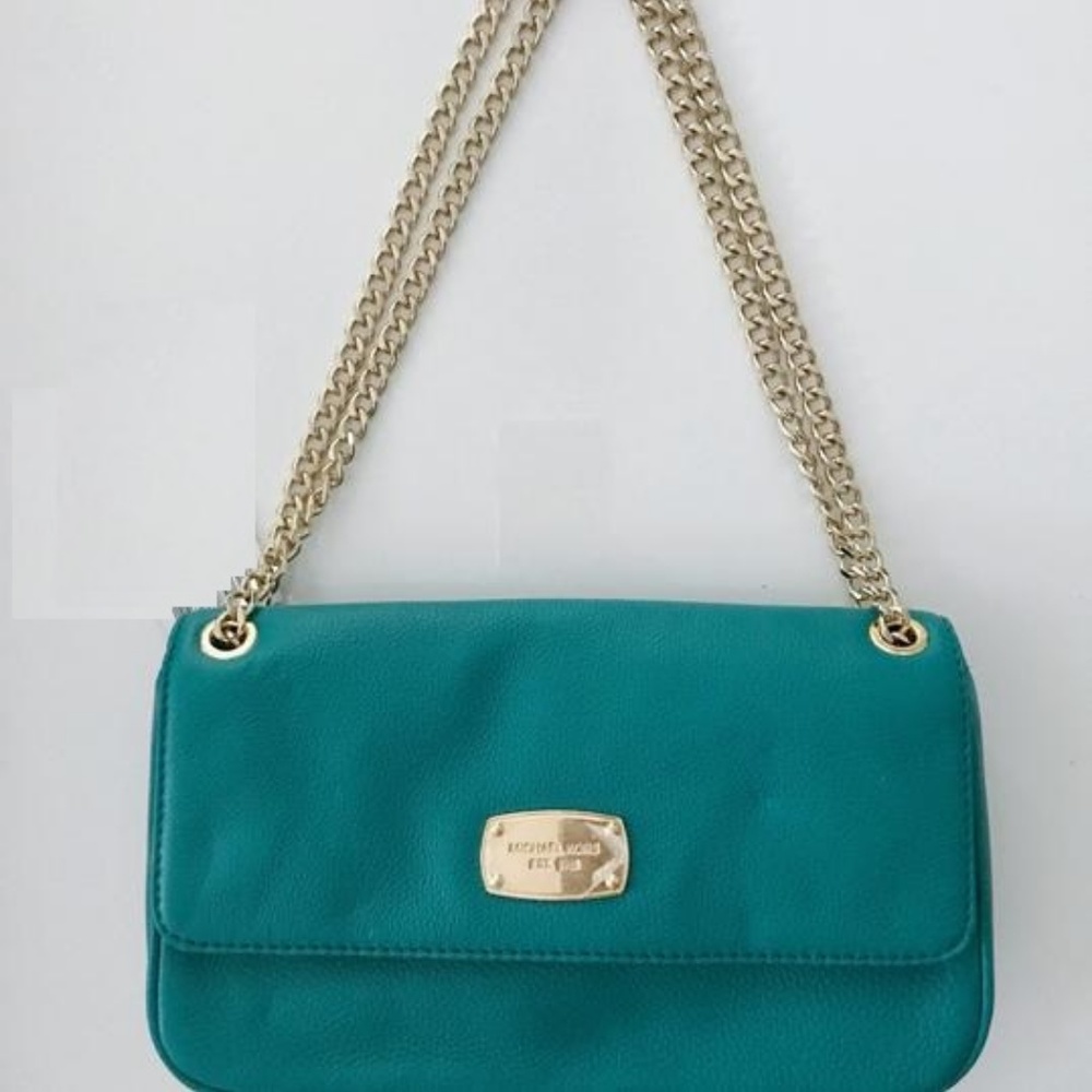 Never used! Michael Kors jet set chain designer teal handbag